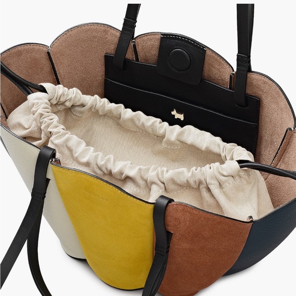 RADLEY LONDON Multi-Panel Colorblock Tote in Black, White, Yellow, Brown & Teal - Picture 4 of 5
